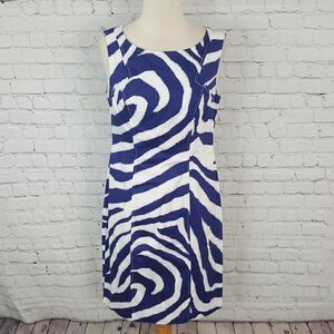 NINE WEST 𝅺Dress Blue White Swirl sheath dress 4